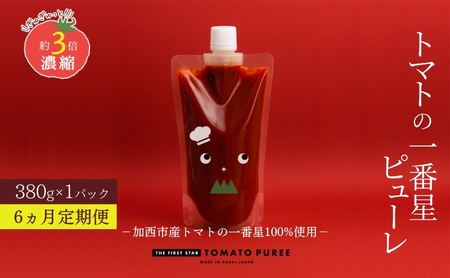 トマトピューレ トマトの一番星 無添加 トマトピューレ【380g×1本】【定期便6ヶ月】
