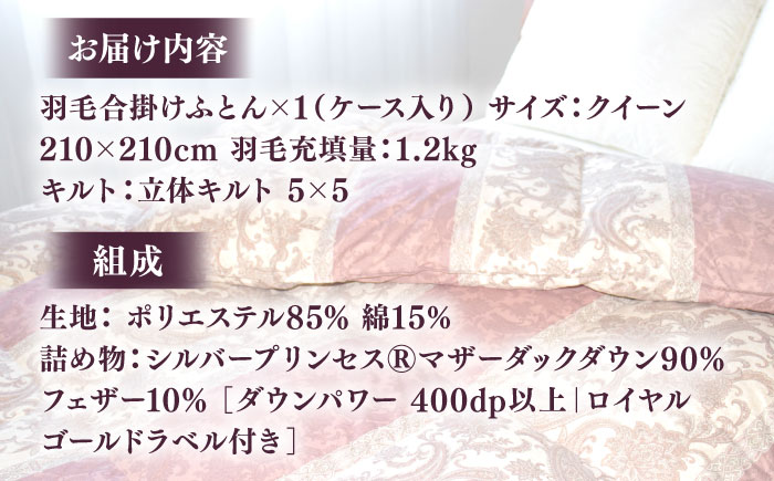 【訳あり】 色柄おまかせ クイーン 羽毛合掛けふとん シルバープリンセスダック ダウン90% ダウンパワー400dp 《壱岐市》 【富士新幸九州】 [JDH121]