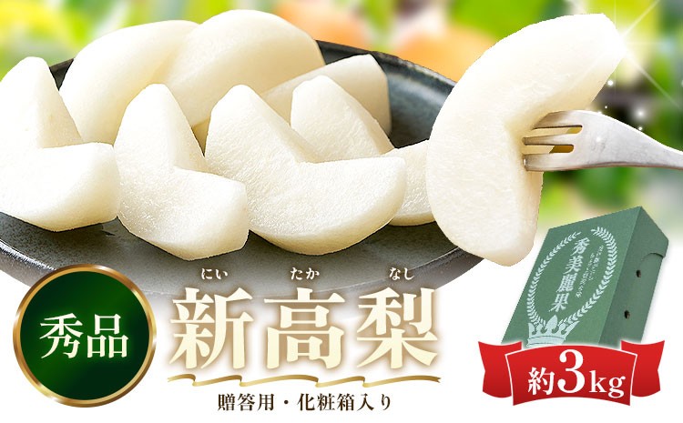 
                  新高梨 3㎏ 贈答用化粧箱（5～9玉） 日本フルーツ株式会社 《9月上旬-10月上旬頃出荷予定》熊本県 長洲町 新高梨 なし ナシ 和梨 果物 フルーツ スイーツ デザート ギフト ご贈答
                