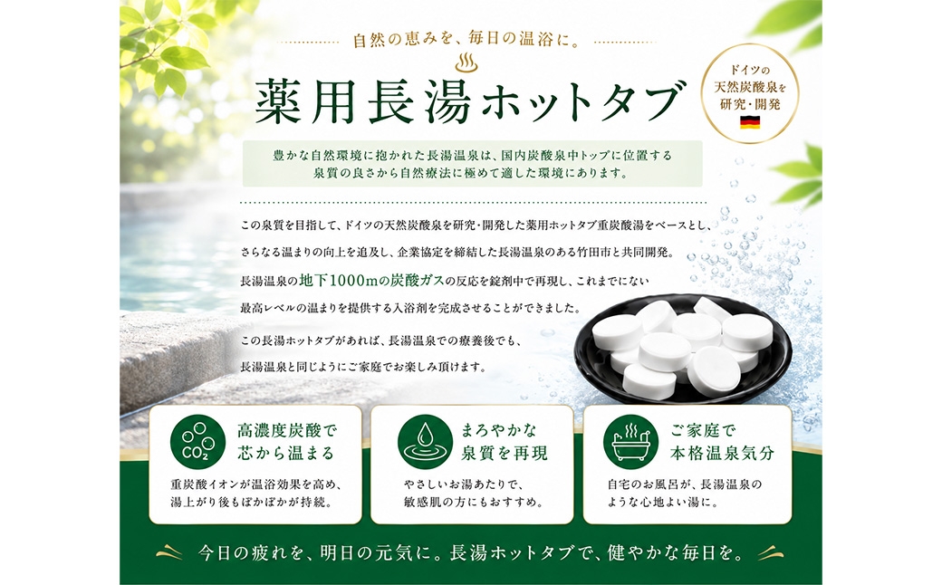 【重炭酸入浴剤】薬用長湯ホットタブclassic　3錠入り×10袋