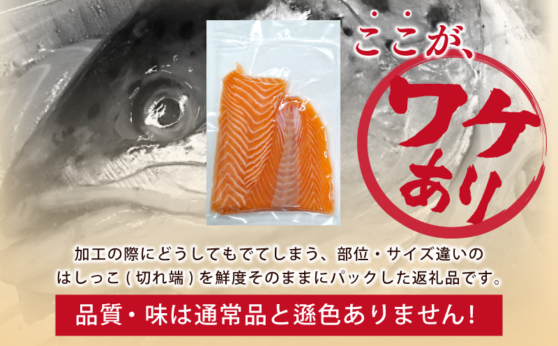 サーモン はしっこ 500g 訳あり 250g×2【アトランティックサーモン 北国からの贈り物 世界No.1サーモンメーカー 刺身 海鮮丼 サラダ 総量 鮭 さけ シャケ しゃけ sake 人気 オス