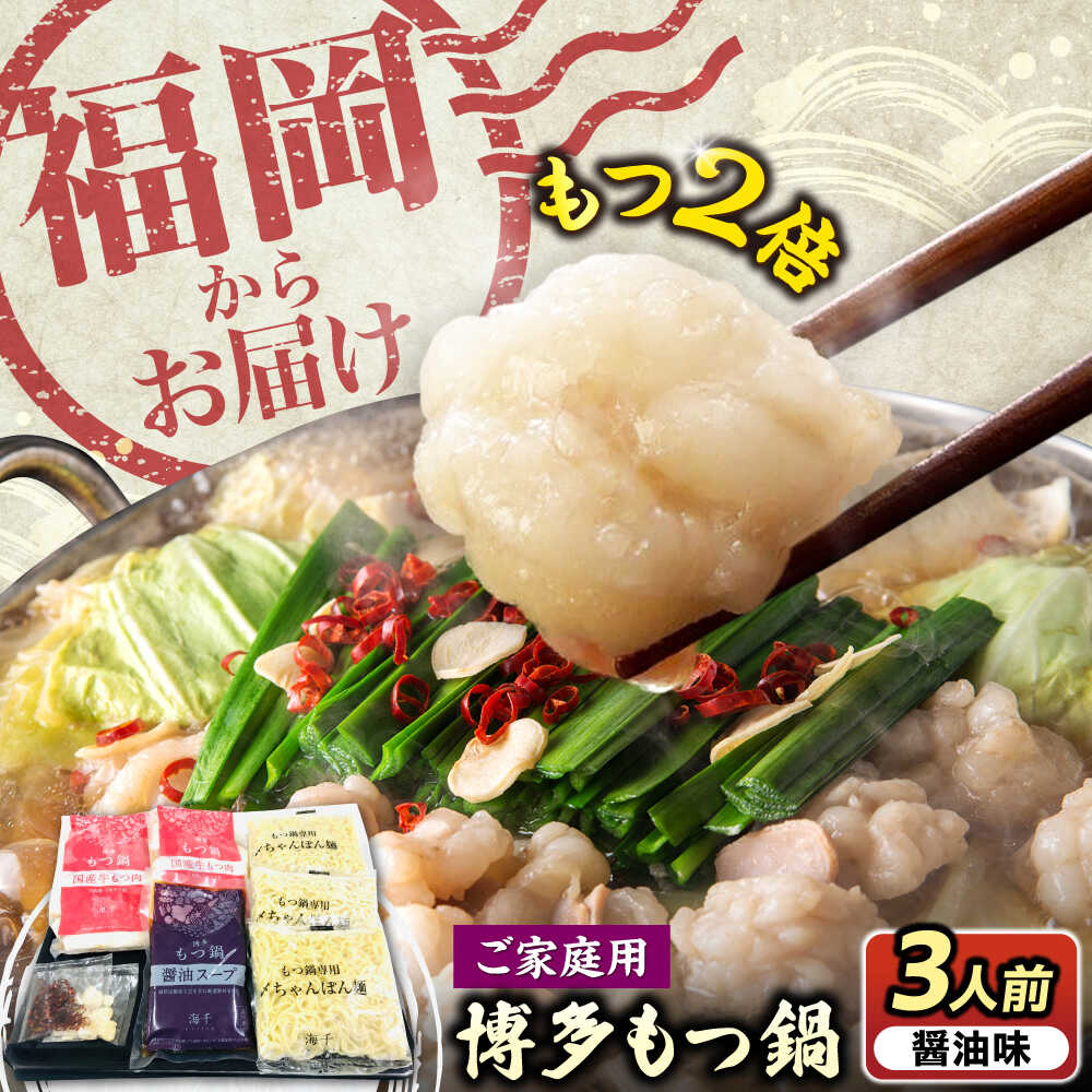【ふるさと納税】【牛もつ2倍！】【ご家庭用】博多もつ鍋（醤油味）3人前 《豊前市》【株式会社 海千】[VEC010] もつ モツ 福岡名物 博多 モツ鍋