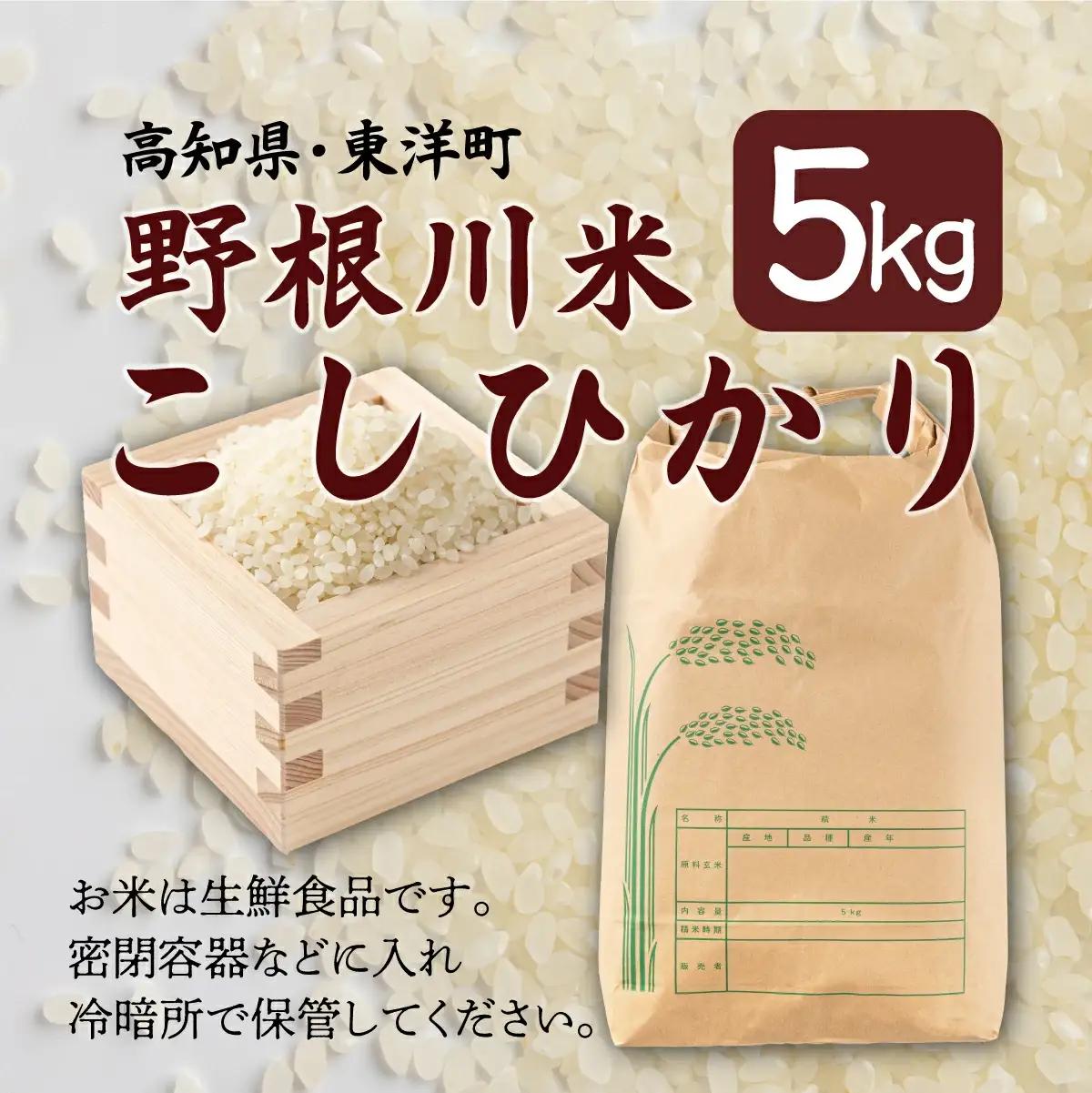 【先行予約】【令和8年度産】MZ002 野根川米5kg こしひかり