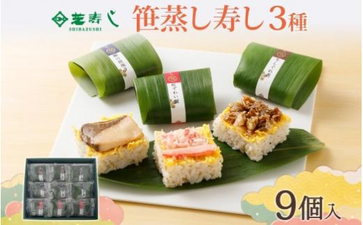 笹蒸寿し 3種 計9個 石川 金沢 加賀百万石 加賀 百万石 北陸 北陸復興 北陸支援 箱入り 紅ずわい蟹 牛しぐれ 鰤照焼 冷凍 寿司 個包装 グルメ スシ お取り寄せ すし 詰め合わせ ギフト 鮨 贅沢 蟹 押し寿司 お土産 芝寿し 送料無料 石川県 金沢市