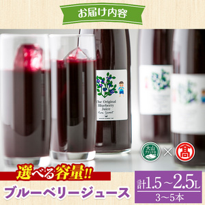 ブルーベリージュースセット(計1.5L) 鳥取県 鳥取 大山 ブルーベリー ジュース ストレートジュース ブルーベリージュース 飲料 贈答 プレゼント ギフト 【T-BI1・T-BI2】【大山ブランド