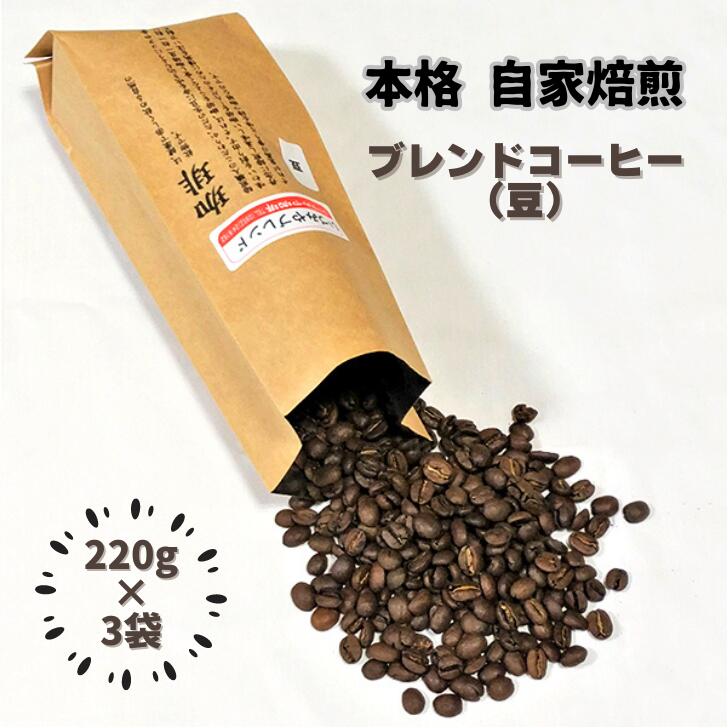 【ふるさと納税】自家焙煎いづみやブレンドコーヒー（豆）220g×3袋：B120-020