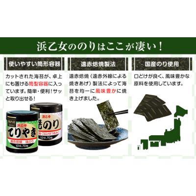 ふるさと納税 東員町 焼海苔 大容量 遠赤焙焼焼のり (10切70枚×3個) 210枚 浜乙女 |  | 03