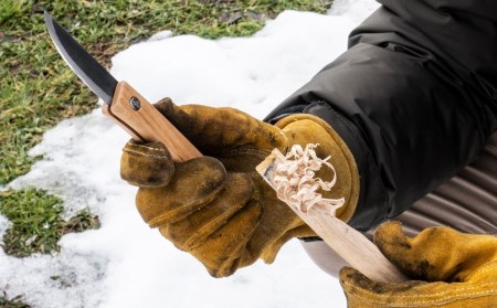 [KAKURI] 折りたたみナイフ 「風雅」 山桜ハンドル 革ケースセット アウトドアナイフ キャンプ用品 アウトドア用品 【038S009】