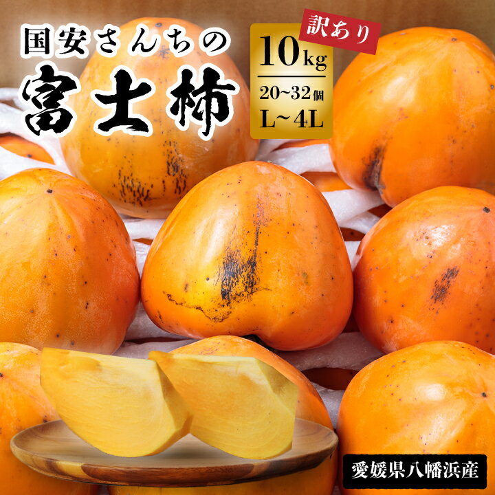 【ふるさと納税】《八幡浜特産 国内最大級の 柿》 富士柿 10kg 種無し【訳あり】【C20-22】 _ 20個 ~ 32個 柿 かき カキ 希少 わけあり 種なし たねなし 送料無料 家庭用 愛媛 国産 フルーツ 果物 くだもの 旬 Lサイズ 不揃い 美味しい 高級 【1094601】