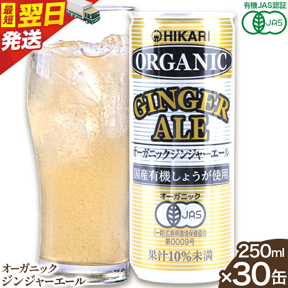 【ふるさと納税】高評価4.88＜光食品＞オーガニックジンジャーエール 250ml×30缶《出荷時期をお選びください》| ふるさと納税 ジンジャーエール ふるさと納税 定期便 光食品 HIKARI 有機JAS認証 オーガニック ジンジャー 炭酸飲料 炭酸