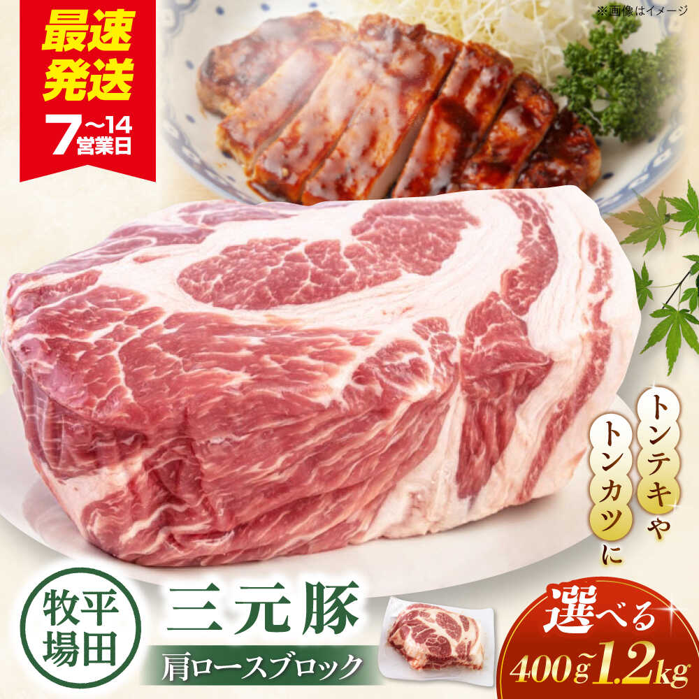 【ふるさと納税】【選べる内容量】平田牧場 肩ロース ブロック 400g～1.2kg《喜茂別町》【平田牧場】肉 豚肉 ロース ブロック ローストポーク 煮豚 酢豚 煮物 冷凍配送 選べる 北海道 平田牧場 三元豚 [AJAP074] 8000 8000円 8千円 10000 10000円 1万円 18000 18000円