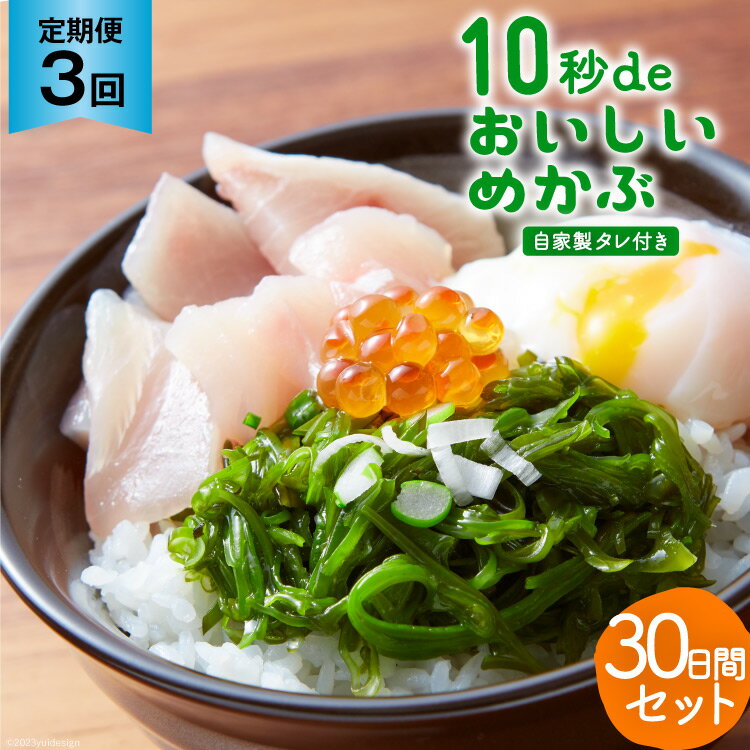 【ふるさと納税】3回 定期便 10秒deおいしいめかぶ 30日間セット(自家製タレ付き) 総計3.6kg (40g×30枚×3回) 毎月発送 [丸繁商店 宮城県 気仙沼市 20565502] 海藻 三陸 三陸産 雌株 めかぶ メカブ 無添加 タレ付き 冷蔵