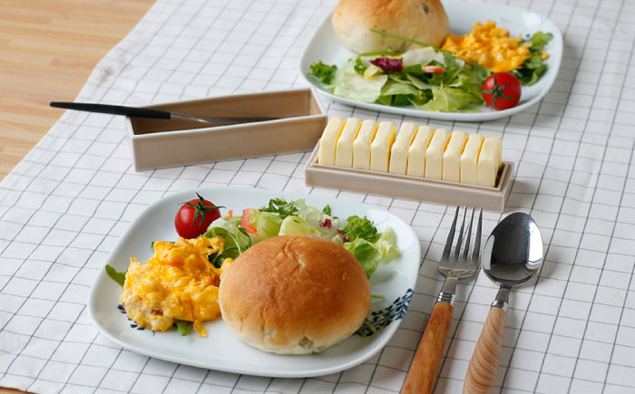 【波佐見焼】ミニ バターケース & モーニング プレート 3枚セット【Cheer house】 [AC150]