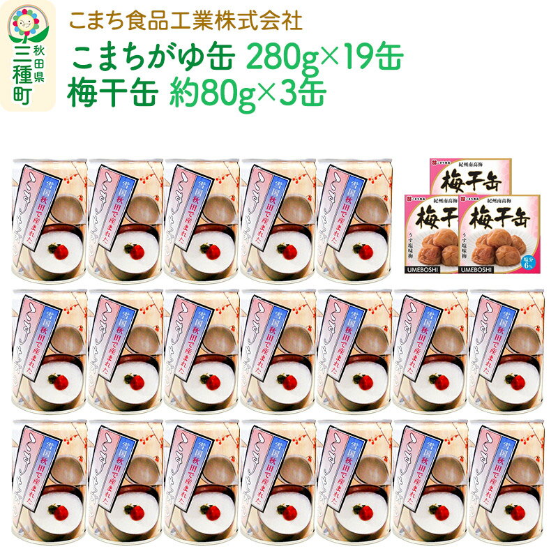【ふるさと納税】こまちがゆ（19缶）、梅干缶(紀州南高梅)（3缶）セット