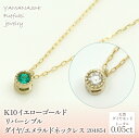 【ふるさと納税】K10　イエローゴールド　ダイヤ0.05ct/エメラルド　ネックレス　 管理番号 204854 ふるさと納税 人気 おすすめ ランキング アクセサリー 宝石 ジュエリー 高級 記念日 プレゼント 山梨県 笛吹市 送料無料 天然石 218-141