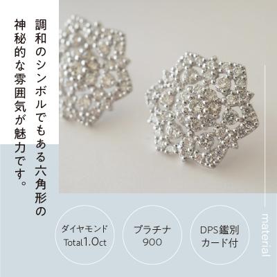 ふるさと納税 甲府市 [MADE IN KOFU]PT900 六角形レースモチーフダイヤピアス TI-825 |  | 01
