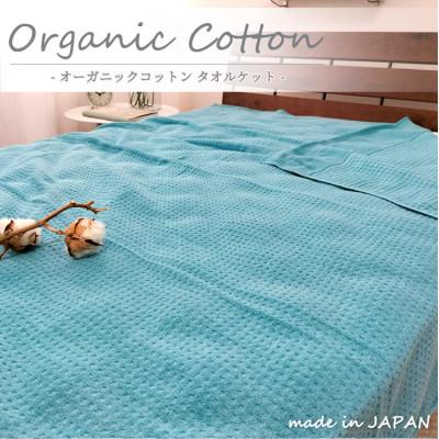 ふるさと納税 和泉市 【シングル】オーガニックコットンタオルケット(145×190cm)ターコイズ　OH-5774-TA