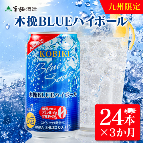 【3か月定期便】雲海酒造 九州限定 木挽BLUE ハイボール350ml×24本（木挽ブルー）_A0087-024