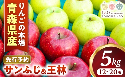 りんご【サンふじ＆王林】セット 約5kg（計12～20玉）【2026年産・先行予約】★2026年11月下旬～12月下旬頃まで発送予定★ りんご 林檎 リンゴ 国産 果物 フルーツ 贈答 土産 青森県 三戸町 H2907 AK-17-016