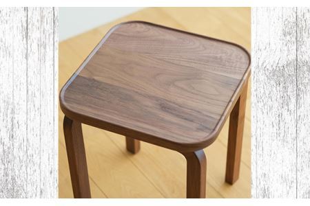 No.626-09 府中市の家具　COCCO Stool　ウォールナット　生地：スカイブルー