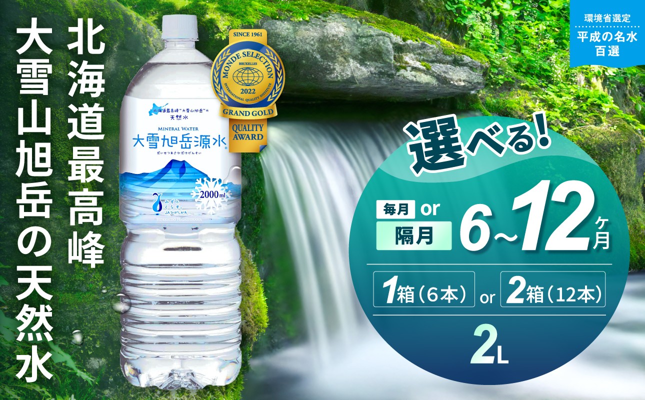 
                  【選べる本数・配送回数・配送頻度！】 ＜ 定期便 ＞ 大雪旭岳源水 2L  | ミネラルウォーター 水 天然水 国産 |
                