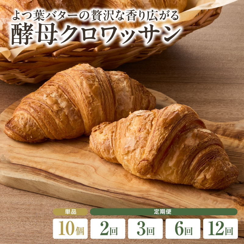 【ふるさと納税】 よつ葉バターの贅沢な香り広がる♪酵母 クロワッサン10個 選べる回数（1回・2回・3回・6回・12回）定期便 自家培養酵母 100% 国産小麦 ザクザク しっとり バター ブーランジェリーファヴール 京都 こだわり冷凍 パンセット