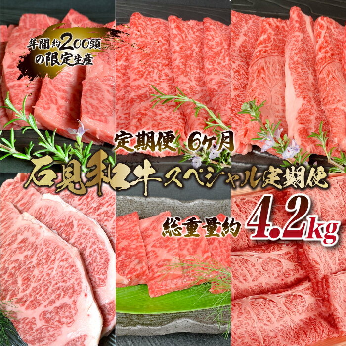 【ふるさと納税】【定期便-6ヶ月】石見和牛スペシャル定期便 （焼肉・ステーキ・すき焼き）総重量約4.2kg