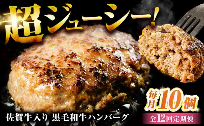 
            【全12回定期便】佐賀牛入り 黒毛和牛ハンバーグ 1.4kg (140g×10個) がばいばーぐ 吉野ヶ里町/石丸食肉産業  [FBX042]
          