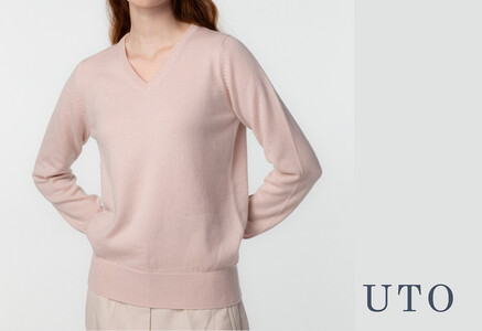 【12/7入金確認分まで年内発送】【UTOカシミヤ】レディース Vネックプルオーバー　岩手県 北上市 R0113