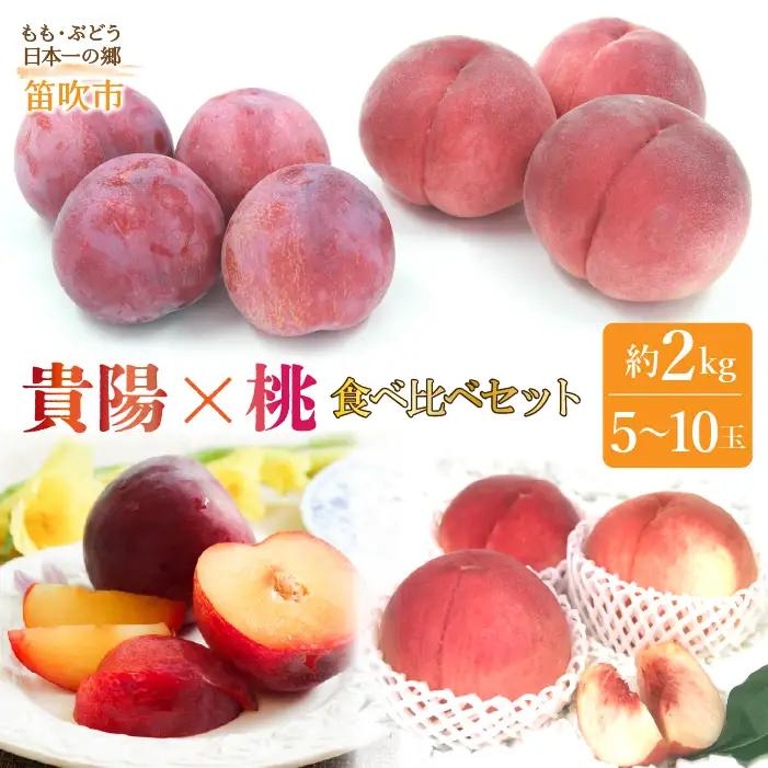 【2026年発送★先行予約】笛吹市産　もも×貴陽食べ比べセット約2.0kg（5～10玉） 205-009-26y