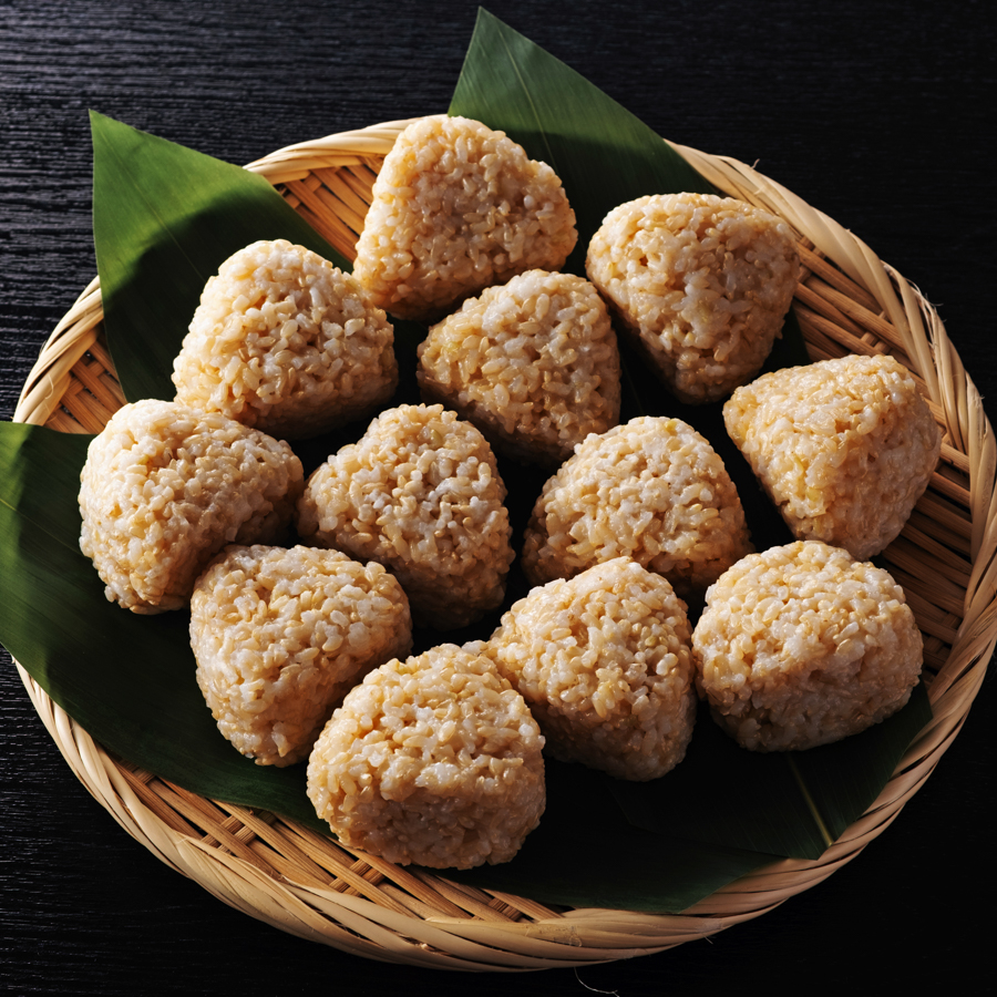 ＜アイガモの谷口＞”農薬不使用栽培米”「玄米塩おむすび」12個