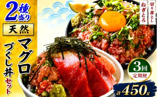 【定期便3回】天然マグロ づくし丼 2種盛り 合計450kg | ネギトロ 250g 切り落とし 200g セット まぐろ 鮪 マグロたたき 海鮮 海鮮丼 小分け 冷凍 最短7日以内発送 清幸丸水産 千葉県 君津市 きみつ