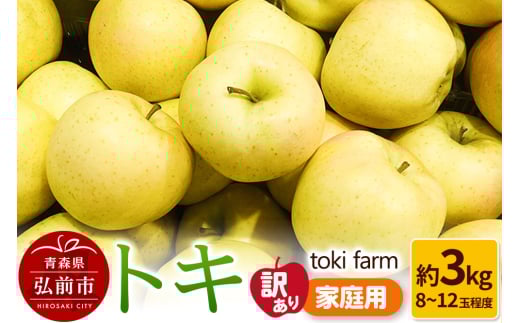 りんご【9月クール便発送】トキ 約3kg（8～12玉程度）【訳あり】家庭用 toki farm