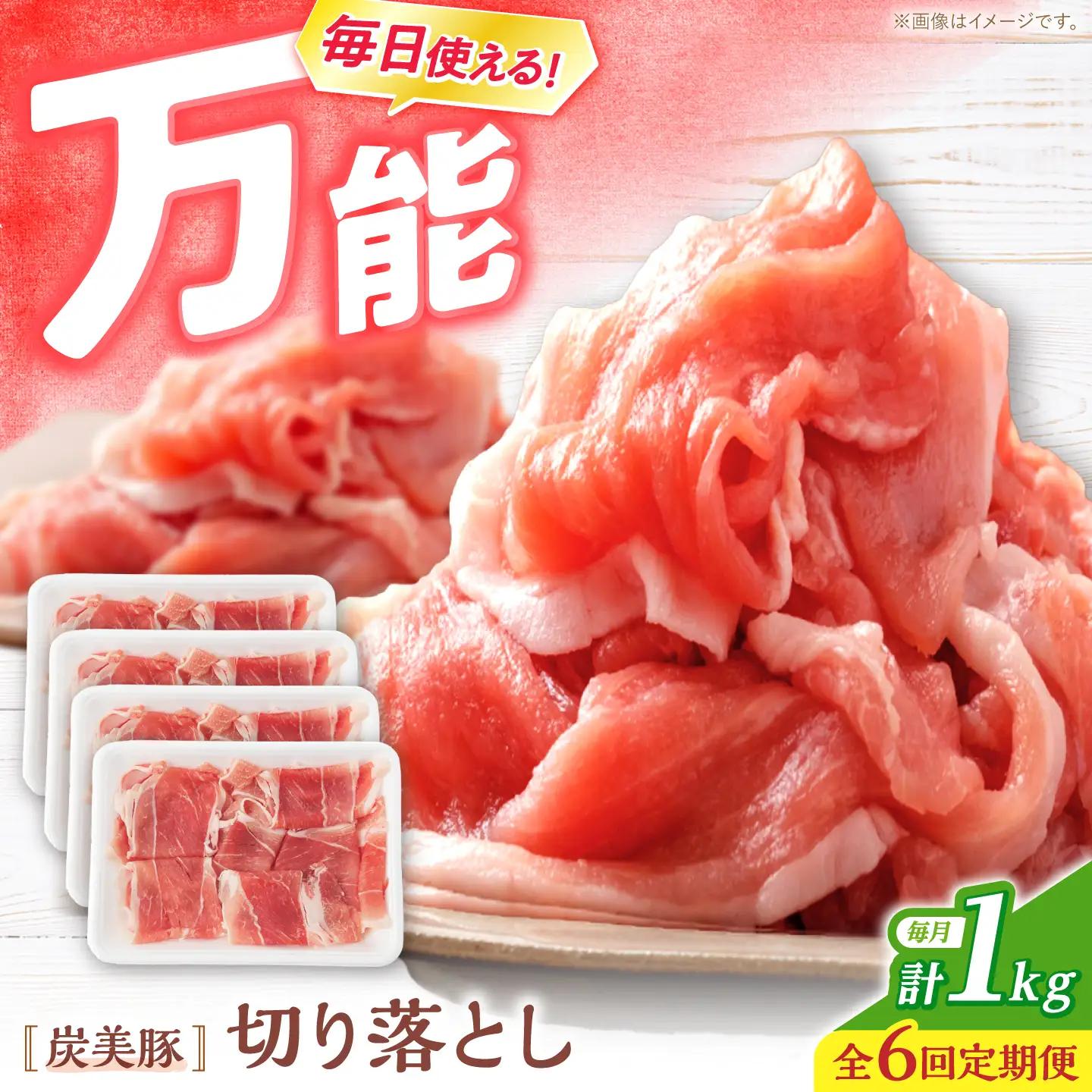 6回定期便 豚肉 切り落とし 1kg CFA012 国産豚 こま切れ