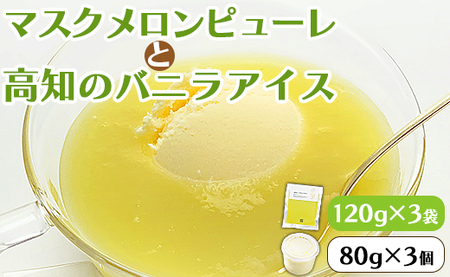 ピューレ メロンピューレ バニラアイスクリーム 3個セット【テレビで紹介 メロン農家が作ったメロンピューレ ピューレ アイスセット 完熟マスクメロン100％】  tn-0028