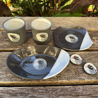 【ふるさと納税】やちむん 焼物 ヤンバルクイナの食卓セット(コーヒーカップ・箸置き・お皿2種)【1679931】