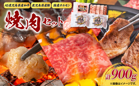 【 期間限定 生活応援 】【 A5和牛 ・ 豚 ・ ホルモン 】焼肉セット900g K002-055 豚肉 豚バラ 牛肉 黒毛和牛