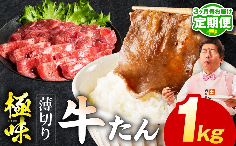 mrzZ059 【定期便】薄切り 牛たん 1kg×全2回【氷温熟成×旨塩ダレ 500g×2P 牛肉 牛タン 焼肉用 小分け 訳あり サイズ不揃い 規格外 2026年2月＆5月発送】