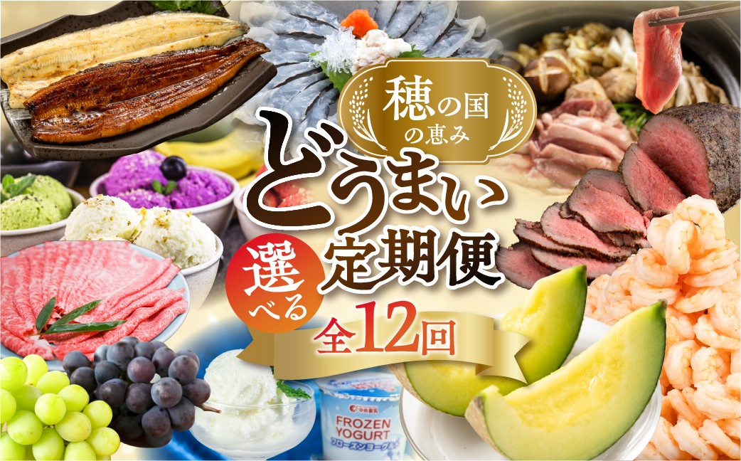 
            穂の国の恵み どうまい 定期便 全12回 選べるコース ( 餃子 むき えび うなぎ おでん 鴨鍋 かも鍋 うなぎ メロン ジェラート フローズンヨーグルト ) ご当地 人気 名産品 頒布会 豊橋
          