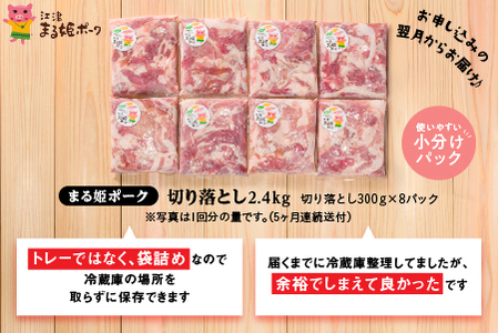 定期便 5ヶ月 まる姫ポーク 切り落とし 計12kg｜切り落とし 豚肉切り落とし 豚肉 小分け パック 豚肉 切り落とし 豚肉切り落とし 豚肉切り落とし 豚肉切り落とし 5カ月定期便 5カ月 定期便 