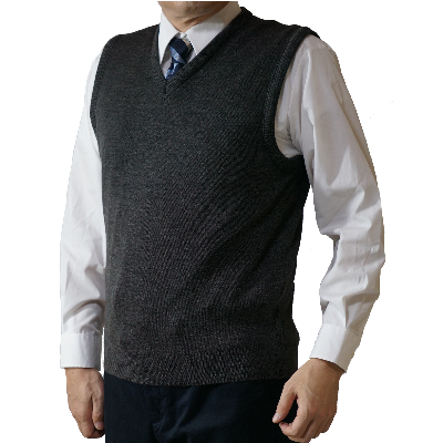 
            無地 メンズニット ベスト チャコール M寸 15200【1219211】
          