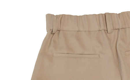 SHEDOE カーヴィパンツ（ベージュ・Lサイズ）[美脚 脚長効果 ストレッチ ウエストゴム 着痩せ 体型カバー 大人カジュアル 動きやすい おしゃれ ズボン パンツ]