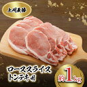 【ふるさと納税】上州麦豚　ローススライス(トンテキ用)約1kg【配送不可地域：離島】【1082408】