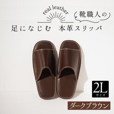 ふるさと納税 碧南市 靴職人手作りの本革「スリッパ」ダークブラウン 2Lサイズ　H066-031