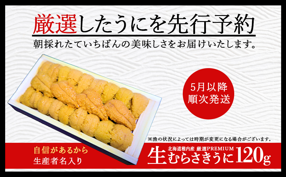【厳選PREMIUM】美味しいウニは昆布の名産地にあり!生むらさきうに120g