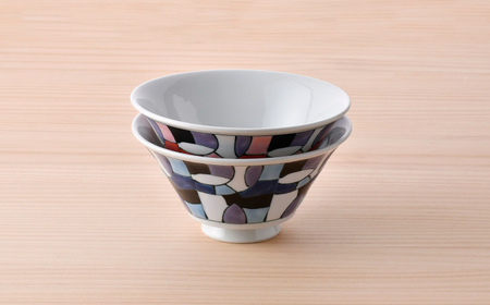 【波佐見焼】ステンドグラス イケメン丼 ペア(赤・青) 食器【大新窯】[DC163]