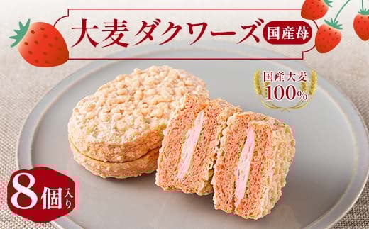 
            大麦ダクワーズ 国産いちご 8個入り 栃木県 足利市 F7Z-1363
          