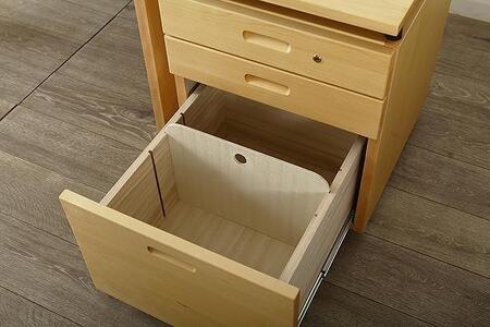 大川家具 ファイン 110cm デスクセット(デスク本体、本立、ワゴン) サクラ(バーチ) 野中木工所