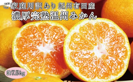 【ご家庭用訳アリ】紀州有田産濃厚完熟温州みかん　7.5kg　※2025年11月下旬頃～2026年1月下旬頃に順次発送(お届け日指定不可)【uot704A】
