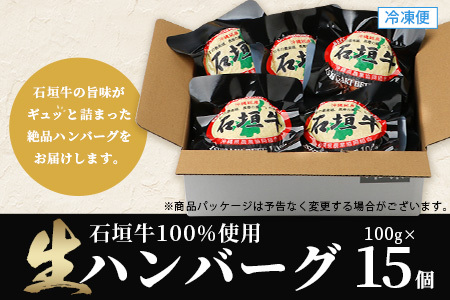 石垣牛100％ ハンバーグ　(100ｇ×15個)｜国産 石垣牛100% 高級 黒毛和牛 ビーフ ハンバーグ詰め合わせ  ID-2